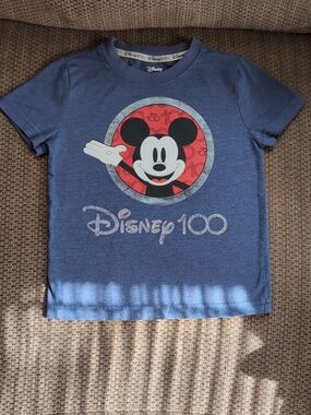 Disney Mickey Blue Tee with Red Mickey Mouse Holographic Logo